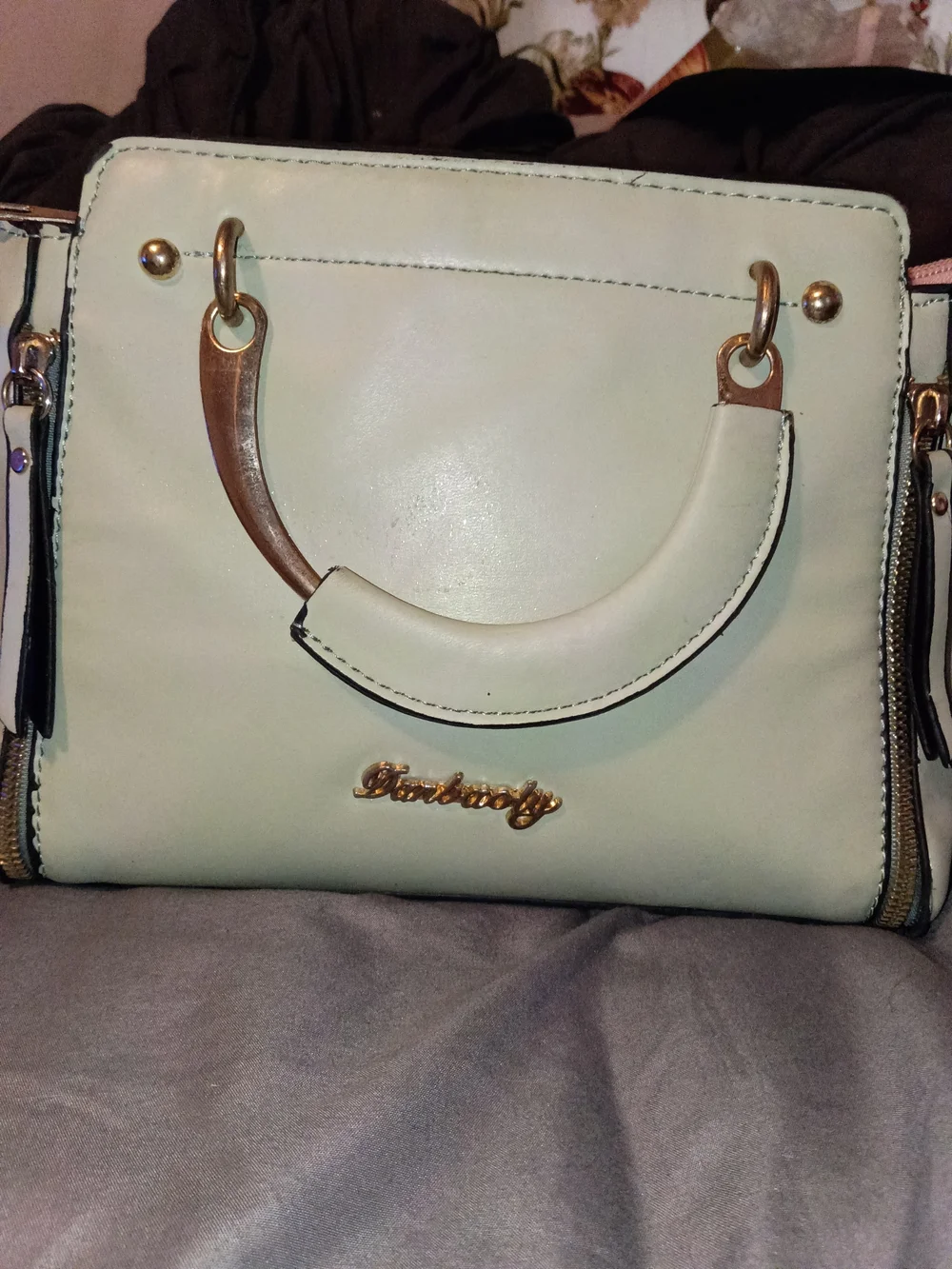Mint Green Top-Handle Women’s Bag with Gold Hardware